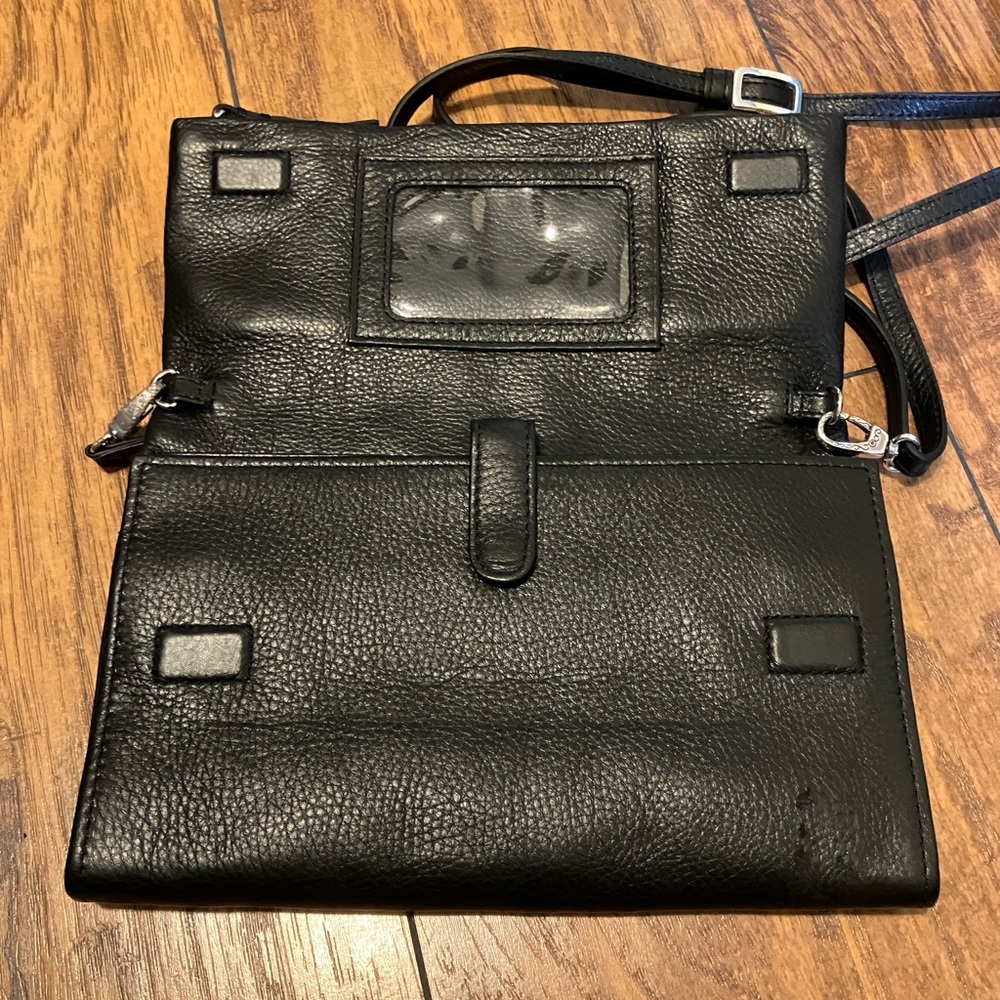 Vintage Brighton Black Leather Crossbody Bag with Silver Accents - Picture 4 of 10